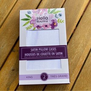 Hello Beautiful King White Satin Set Of 2 Pillow Cases